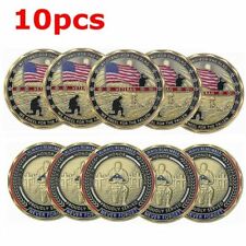 10pcs US Military Challenge Coin Veteran Stand for The Flag Kneel for The Fallen picture
