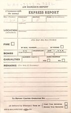 Air Warden Report Express Paper Record Sheet Vintage picture