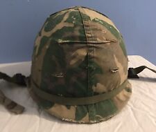 US M1 Helmet Post Vietnam Cold War w/ Liner & Camo Cover & Band 1970s Front Seam picture