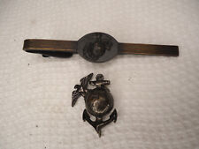 Vintage USMC Marine Corps Military Tie Clip and Eagle Globe & Anchor Pin picture