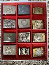 Lot of 12 Vintage Military Buckles with Collector Case picture