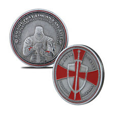 Knights Templar Cross Challenge Coin Crusader Sword and Shield Life Creed Token picture