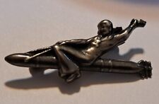 WW11 US Navy Sailor Riding Torpedo Pin/Brooch By Amico Sterling Silver picture