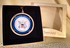 US NAVY ORNAMENT GOLD FILIGREE ORG BOX CHEMART #36595 OFF LIC EAGLE ENAMEL. picture