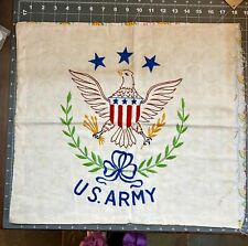 Vintage US Army embroidered handmade pillow case picture