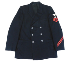 US Navy Vintage Jacket 42 Enlisted Dress Blue Boiler Tech PO1 Uniform Poly 5212C picture