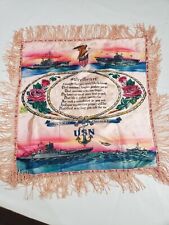 Vintage United States Navy Sweetheart Pillow Cover Colorful Silk Fringe picture