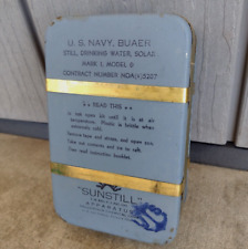 (1) WW2 US Navy Solar Still Drinking Water Survival Gear SunStill Blue Tin picture