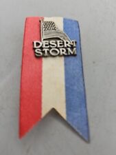  DESERT STORM lapel pin w ribbon RED WHITE BLUE, METAL PIN w backing stud picture