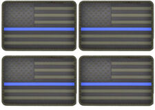 4 Pack US USA Flag Patch Thin Blue Line Police Emblem Military PVC Patches picture