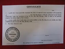 WW2 BLANK U.S. ARMY CAPTURE PAPER / CERTIFICATE, MINT CONDITION No Reserve picture