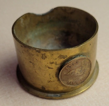 WWII 1943 Brass Shell Ashtray Trench Art  with 1944 Farthing Coin picture