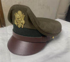 US Army Officer Visor Rank Cap WW2 Crusher Service Hat Chocolate Color All Sizes picture