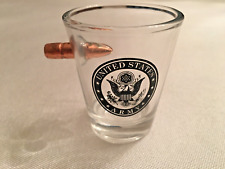 United States Army Shot Glass with Embedded Copper Bullet Approx.  2 3/4