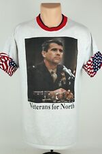 Vintage Veterans For Oliver North Single Stitch Flip Sleeve Flag Graphic T Shirt picture