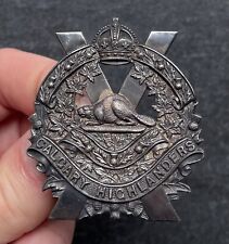 Genuine Canada Calgary Highlanders Officers 1943 Silver Hallmarked Cap Badge picture