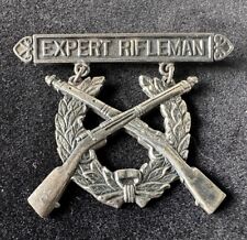 WWI to WWII U.S Marine Corps Rifle Expert Rifleman Pin Sterling Silver picture