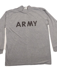 US ARMY Shirt Mens L Gray Long Sleeve Physical Fitness Double Sided Made In USA picture