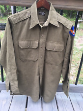 Mint Original WW2 Brown Wool Officer’s Service Shirt Size 15 1/2-33 picture