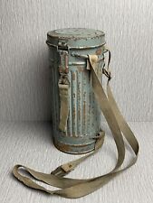 GERMAN WW2 1944 KRIEGSMARINE CAMOUFLAGED GAS MASK CANISTER WITH ORIGINAL STRAPS picture