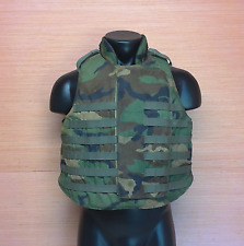 Woodland Camo Level IIIA Plate Carrier Body Armor Vest w/ Soft Inserts Sz Medium picture