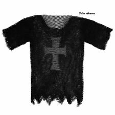 Templar Chainmail Shirt Medieval Knight Armor Butted Half Sleeves Black Shirt picture