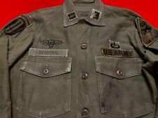 Vietnam War Airborne Officer Rigger OG-107 Sateen Cotton Fatigue Shirt Size 40  picture