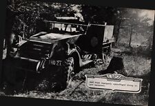 Rare Half track improperly camouflaged Lithograph WWII Era Army USA Vintage 5x8 picture