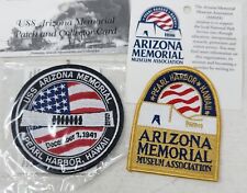USS Arizonia Memorial Patches W/Collectors Card Pearl Harbor Oahu Hawaii NEW picture