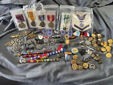 Mixed Lot Of Military Medals, Pins And Buttons picture