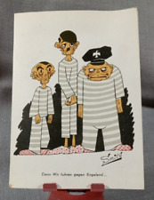 WWII German Postcard Anti War Humorous Cartoon Smits Vtg Original New Salute picture