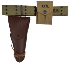 M1 Webbing Canvas Belt OD Green with M1911 Colt Holster DB and .45 Colt Pouch picture