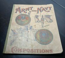 c1900s Army and Navy Composition Book Antique Notebook Journal Military Artwork picture