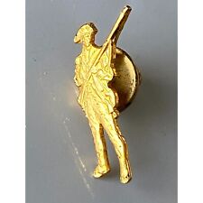 Vintage Colonial Soldier with Riffle Gold Brooch Pin picture