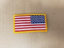 US American Flag Reverse Shoulder Patch Orange Border. MADE IN USA 3 1/4 X 1 7/8 picture