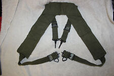 US Military Issue Vietnam Era US Army USMC H Suspenders OD Green Canvas  picture