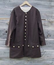 Revolutionary War Civilian Militia Brown Wool Frock Coat Pleated Brass Button 52 picture