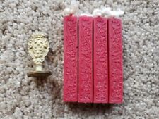 Sealing wax kit, brass letter C and 4 sticks of red sealing wax picture