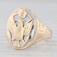 Vintage US Army Military Insignia Ring 14k Yellow White Gold Size 8.5 Signet picture