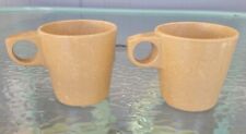 2-Vtg Halsey Melmac Coffee Cups/Mugs☆Mess Hall☆US Military☆Stackable☆Light Tan☆☆ picture