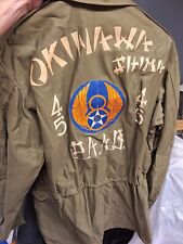 Okinawa Painted 8th Army Air 1944 WW2 US Army Military M43 Field Jacket Size 38L picture