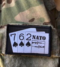 762 NATO Playing Cards Morale Patch Tactical Military Army Badge Hook Flag picture