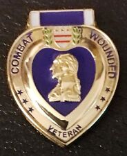 PURPLE HEART COMBAT WOUNDED VETERAN HAT LAPEL PIN ARMY MARINES..NEW picture
