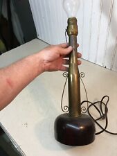 Artillery Shell Brass lamp base Military Trench Art Bakelite Base 15.5in Working picture