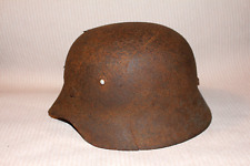 German Helmet Stahlhelm Steel WW2 Original from KURLAND Battle Damage picture