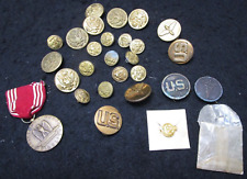 Collectors Lot WWI WW2 Collar Brass Medals Ruptured Duck Buttons picture
