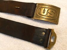 ORIGINAL  brass 1874 US INDIAN WARS BUCKLE AND LEATHER BELT 43” picture