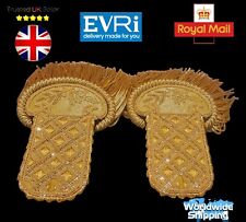 GOLD Epaulettes French Bullion Fringe Shoulder with Hand Embroidered picture