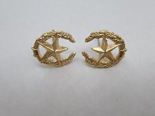 Gold Tone Star in Wreath Ring USSR Military Pin Metal Pair of (2) Vintage Emblem picture