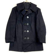 Vintage U.S Navy Wool Pea Coat Jacket Size Small Black Insulated 40s picture